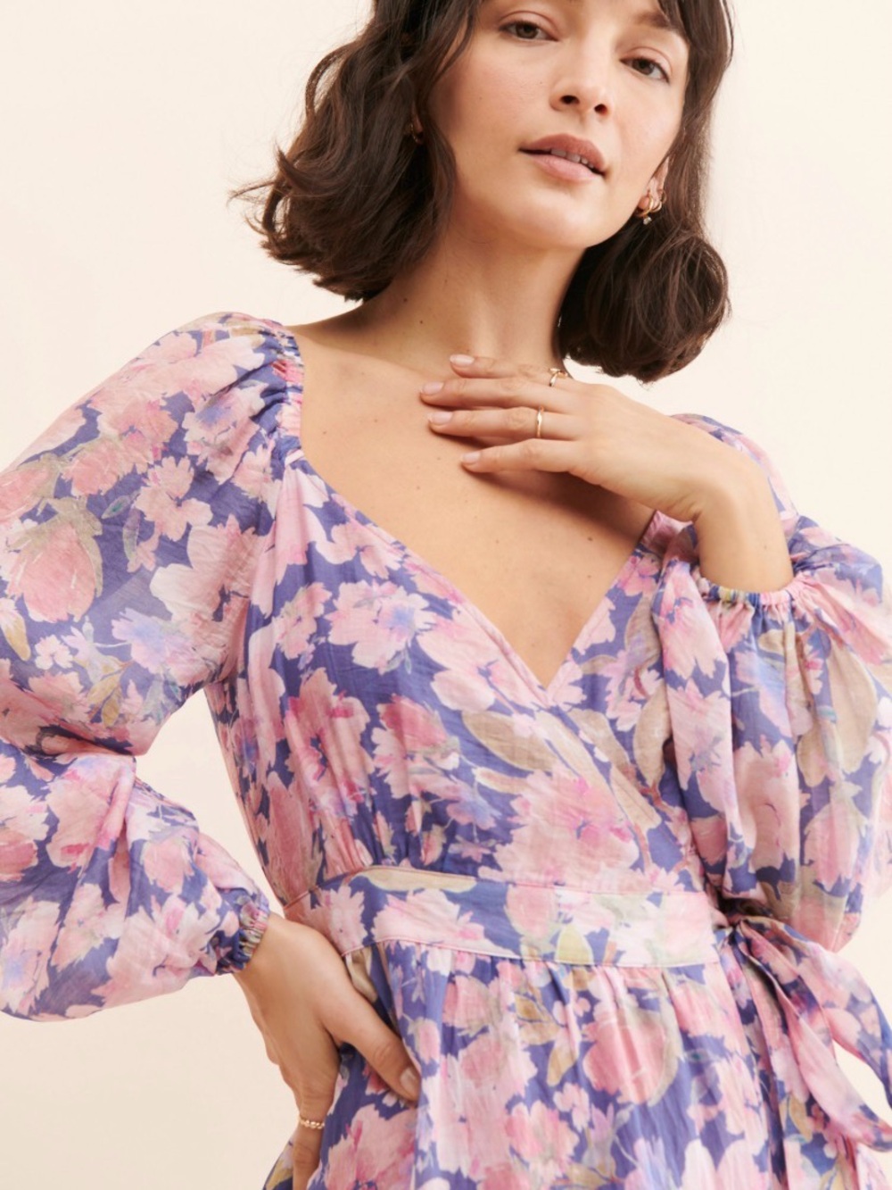 Astr Floral Wrap Maxi Dress in Pink and Lavender - Picture 3 of 8